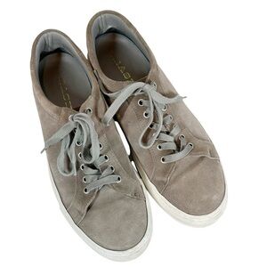 TRASK Men's 9M Taupe Tan Grey Lace up Suede Sneakers